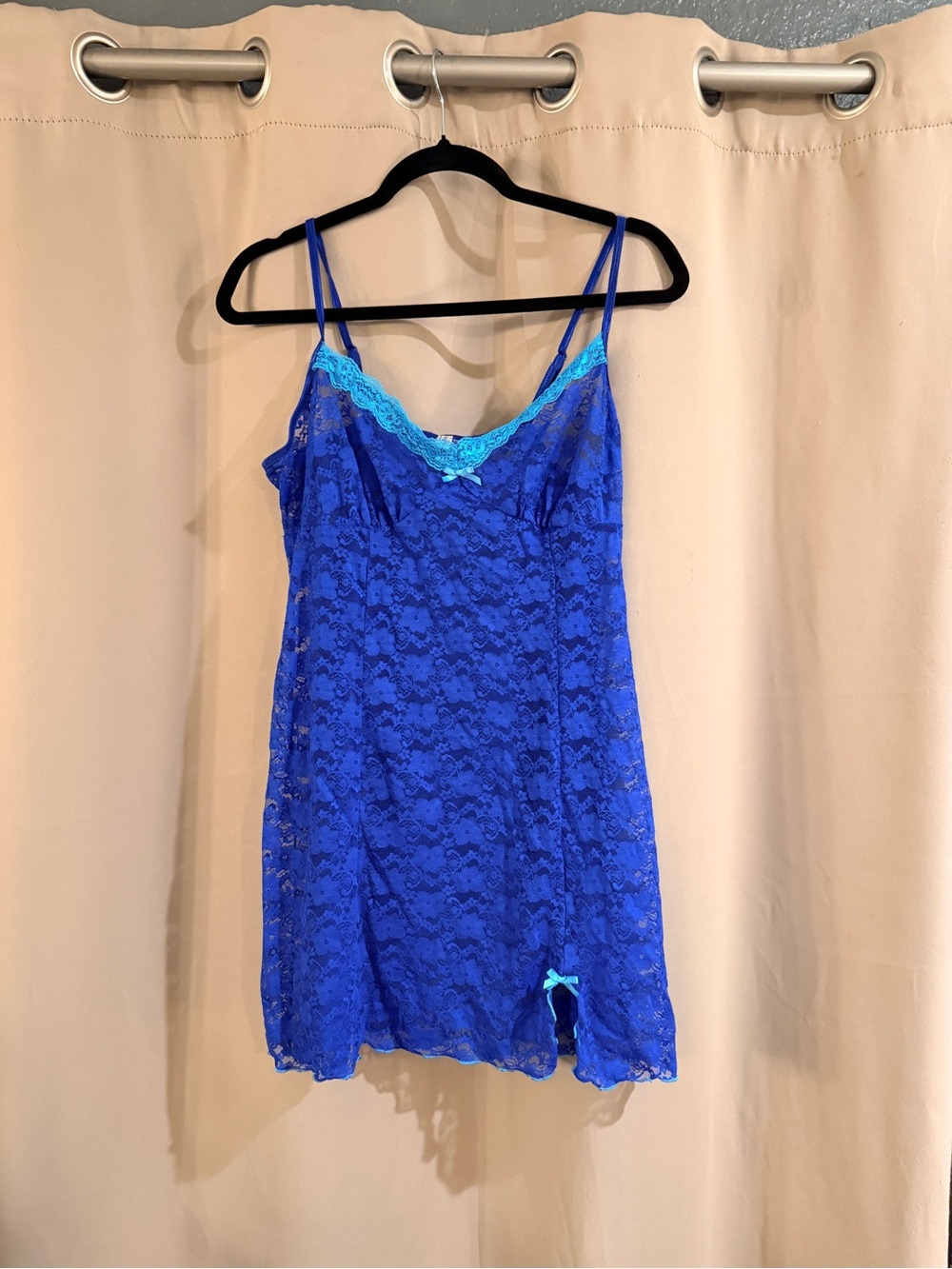 George Blue Lace Satin-Trim Nightgown  - Women Intimates